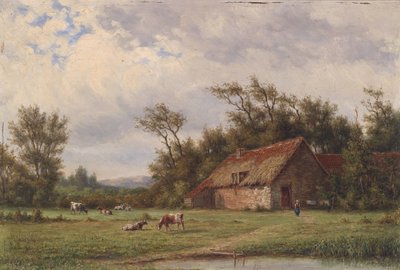 Landscape with Farmhouse, Cows, and Figurative Staffage by Jan Evert Morel